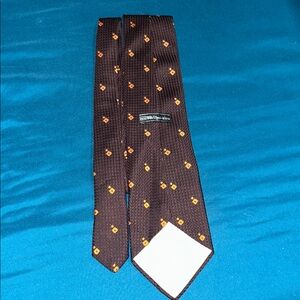 The Men's Store Brown Tie with Orange Pattern